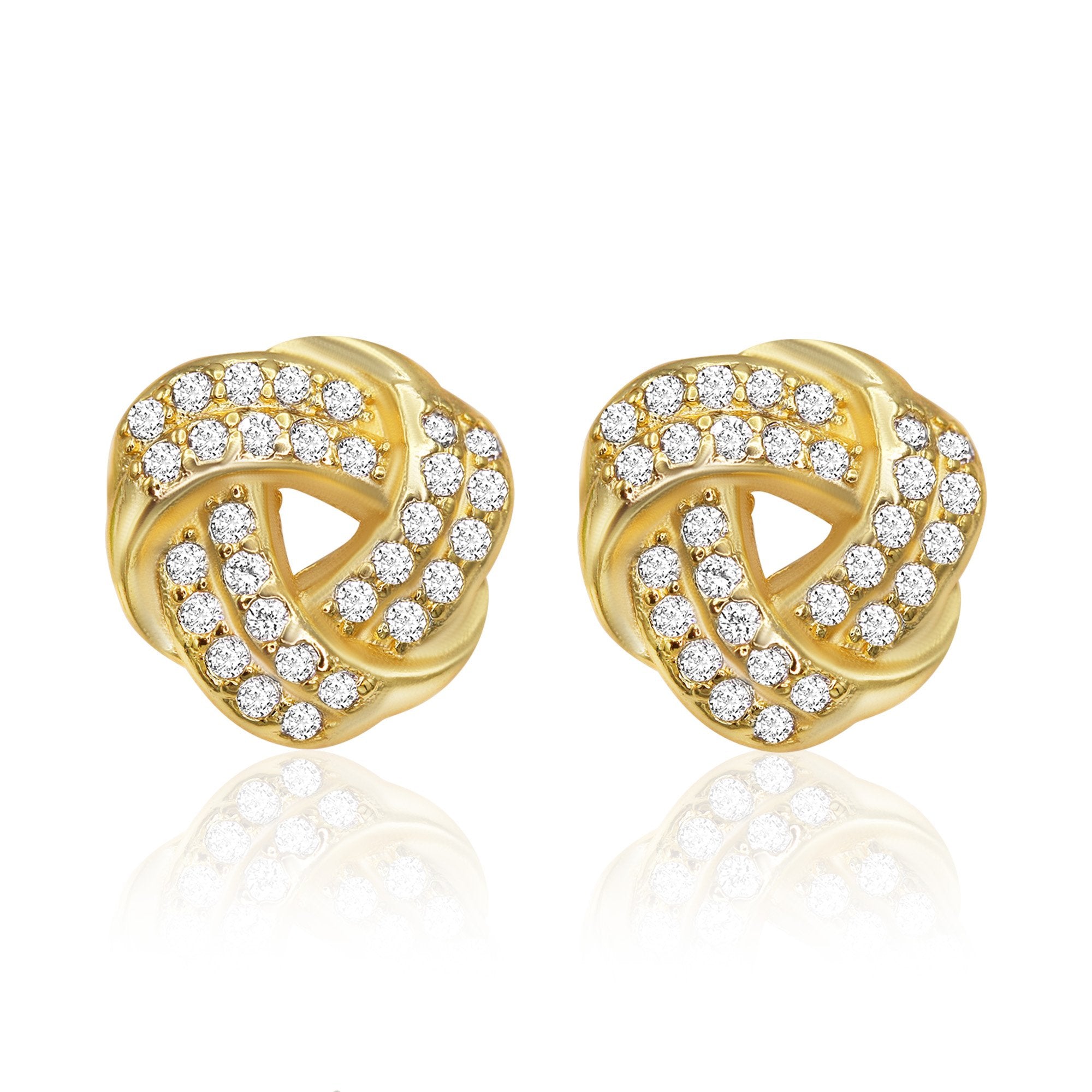 Trinity Celtic Knot Stud 14K Gold Plated Stud Earrings Cubic Zirconia Jewelry Women