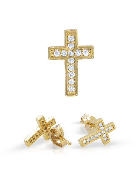 14K gold Filled CZ Religious Stud Earrings