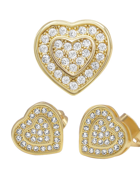 14K gold Filled CZ Heart Stud Earrings