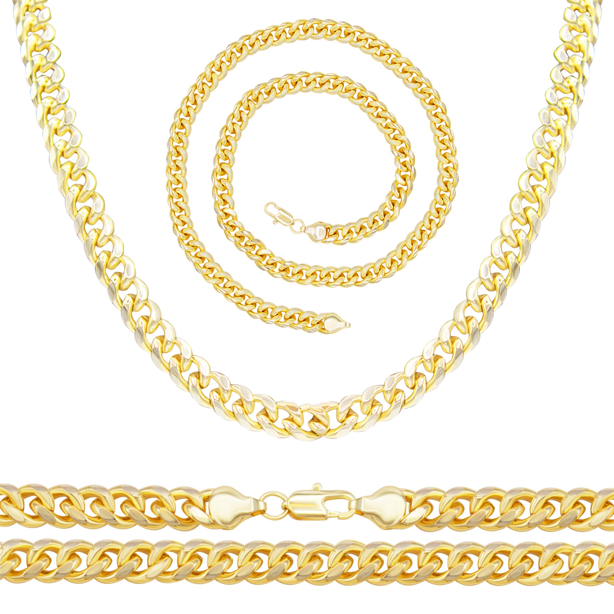 Cuban Link 14K Gold Filled Necklace 24" Bracelet 8.5" Set