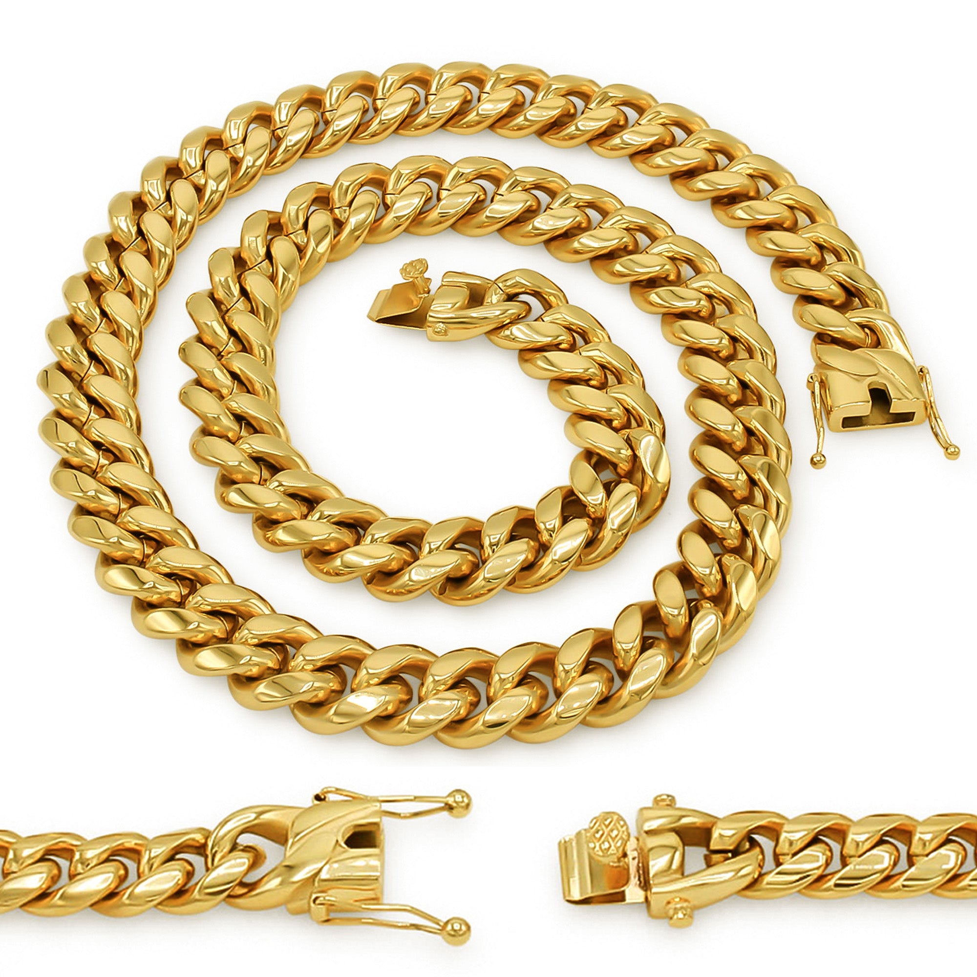 Cuban Link 14K Gold Plated Necklace 30" For Men