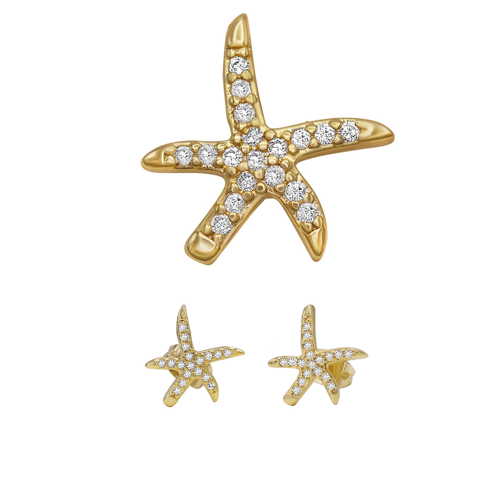 14K gold Filled CZ Starfish Stud Earrings