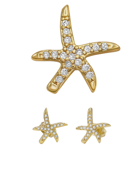 14K gold Filled CZ Starfish Stud Earrings