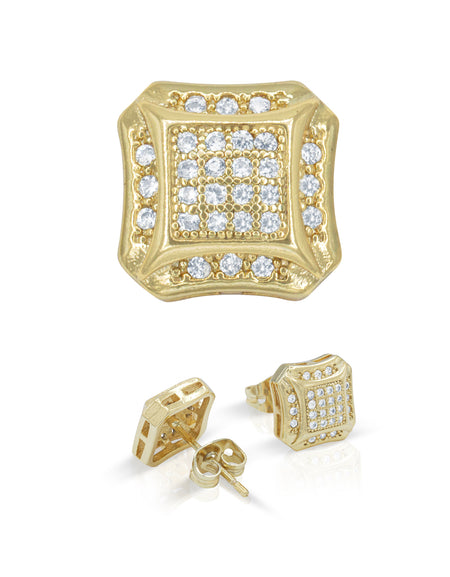 14K gold Filled CZ Square Stud Earrings