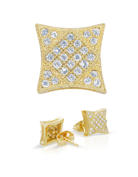 14K gold Filled CZ Square Stud Earrings