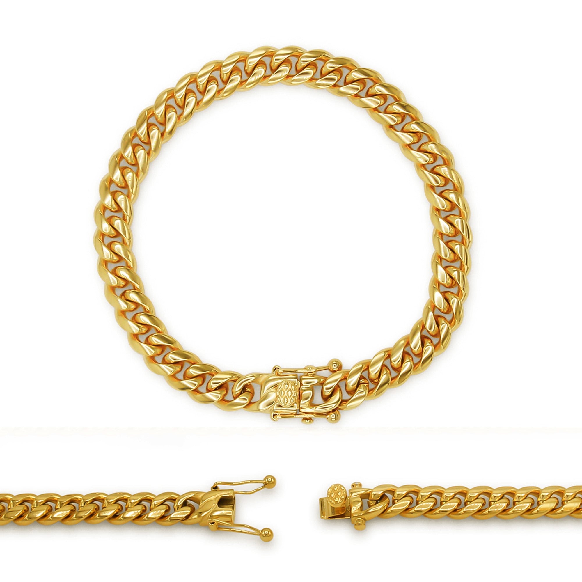 Cuban Link Chain 14K Gold Plated Curb Bracelet