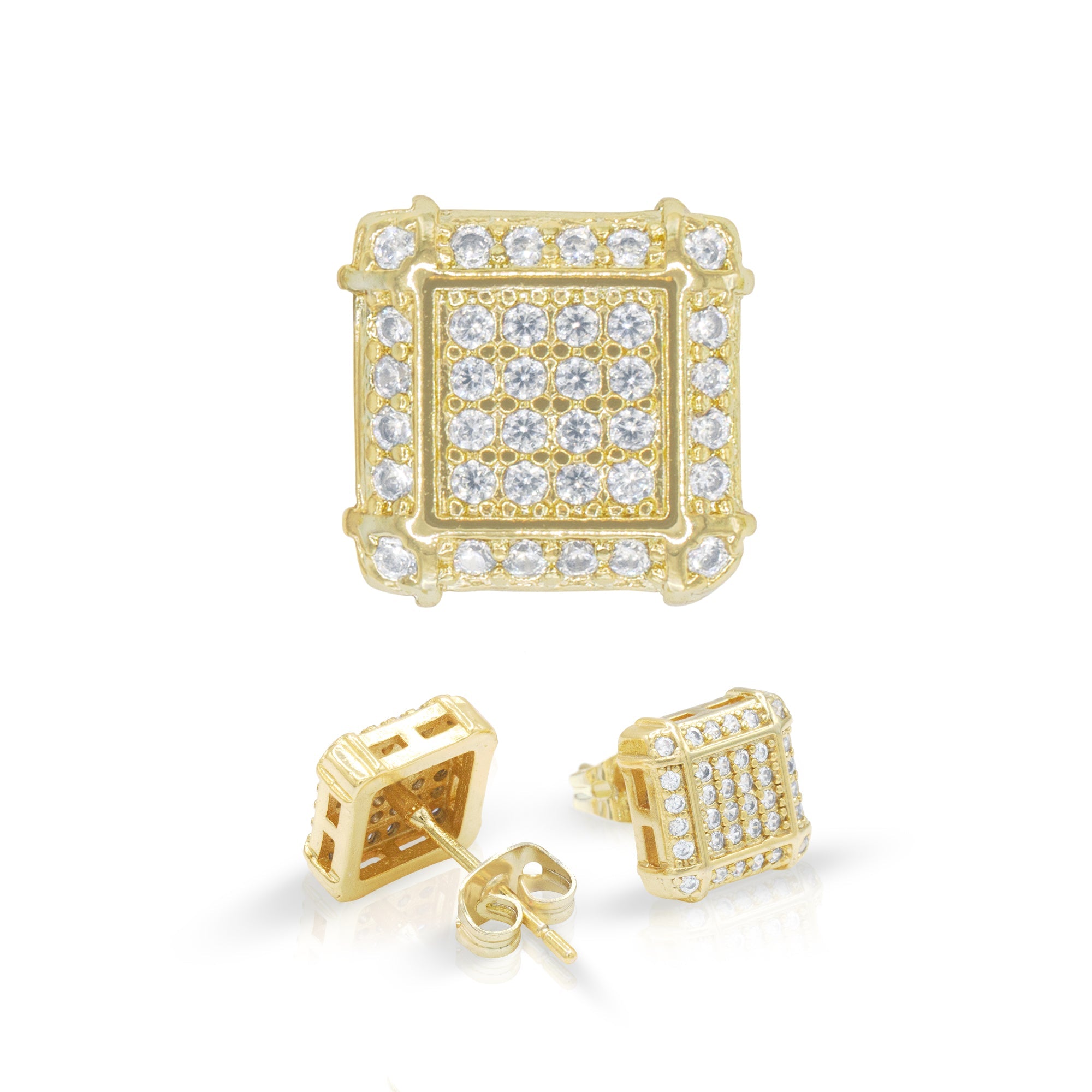 Men's Stainless Steel Square Diamond Earrings 1/4ctw | REEDS Jewelers