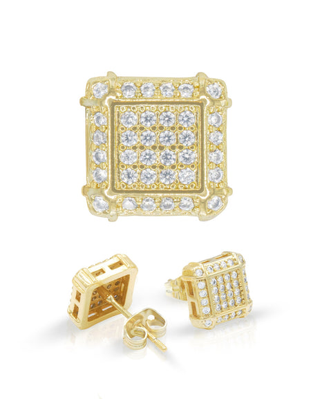 14K gold Filled CZ Square Stud Earrings