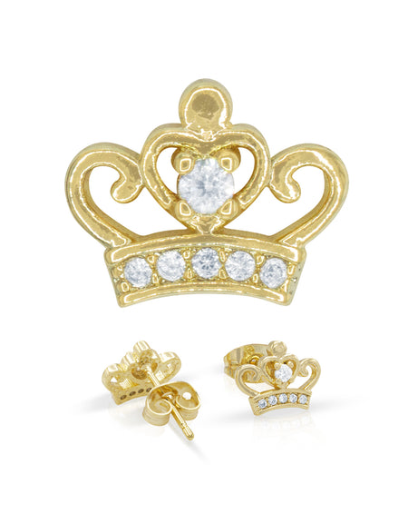 14K gold Filled CZ Crown Stud Earrings