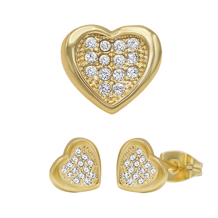 14K gold Filled CZ Heart Stud Earrings