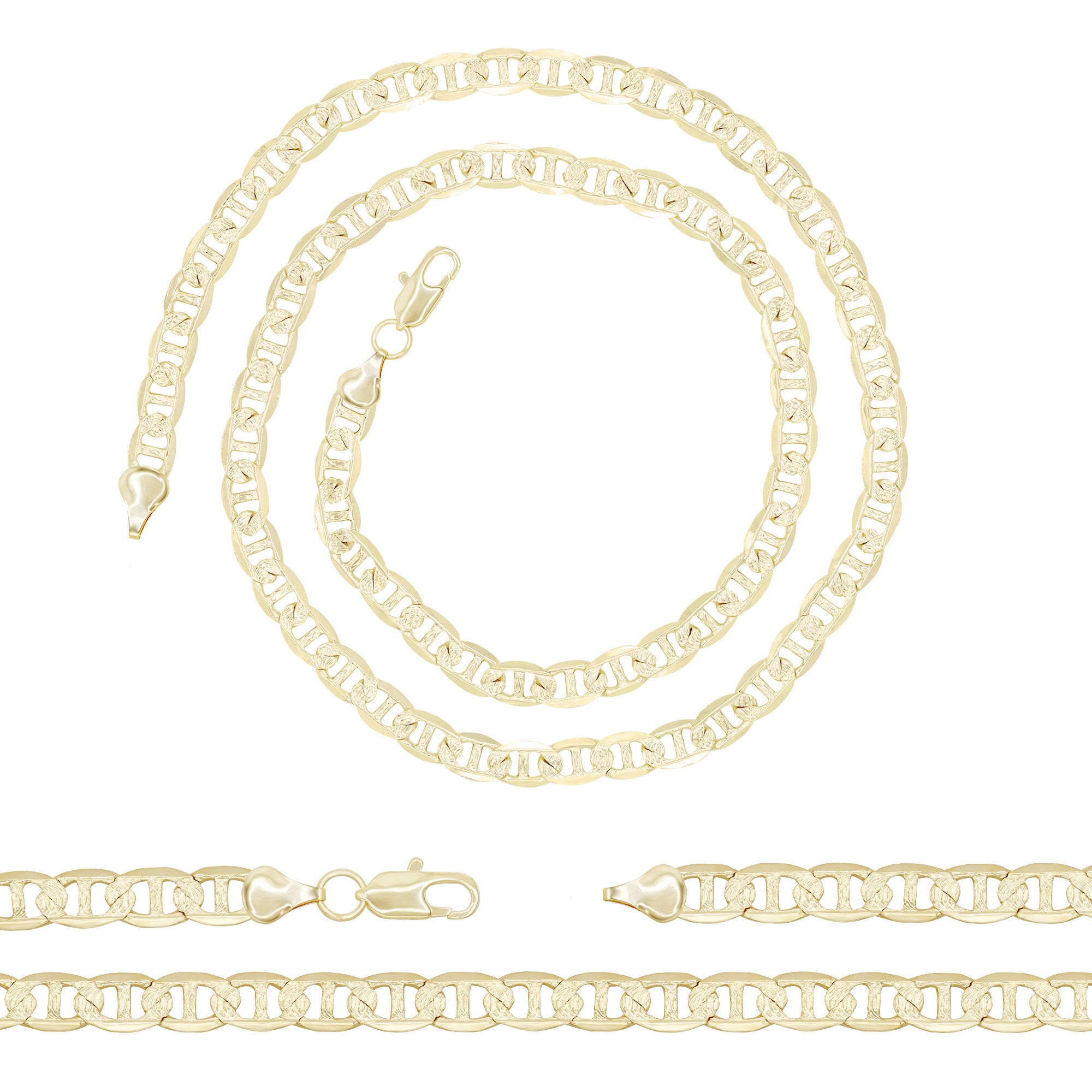 Diamond-Cut 14K Gold Filled Mariner Chain Necklace 24" 7 mm