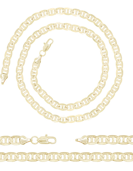 Diamond-Cut 14K Gold Filled Mariner Chain Necklace 24" 7 mm