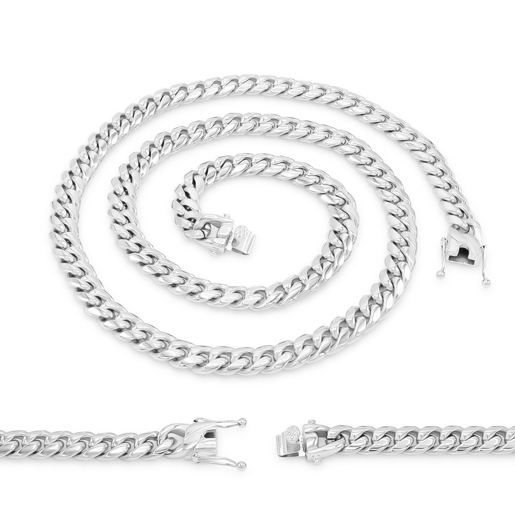 Silver Cuban Link Stainless Steel Necklace 30"
