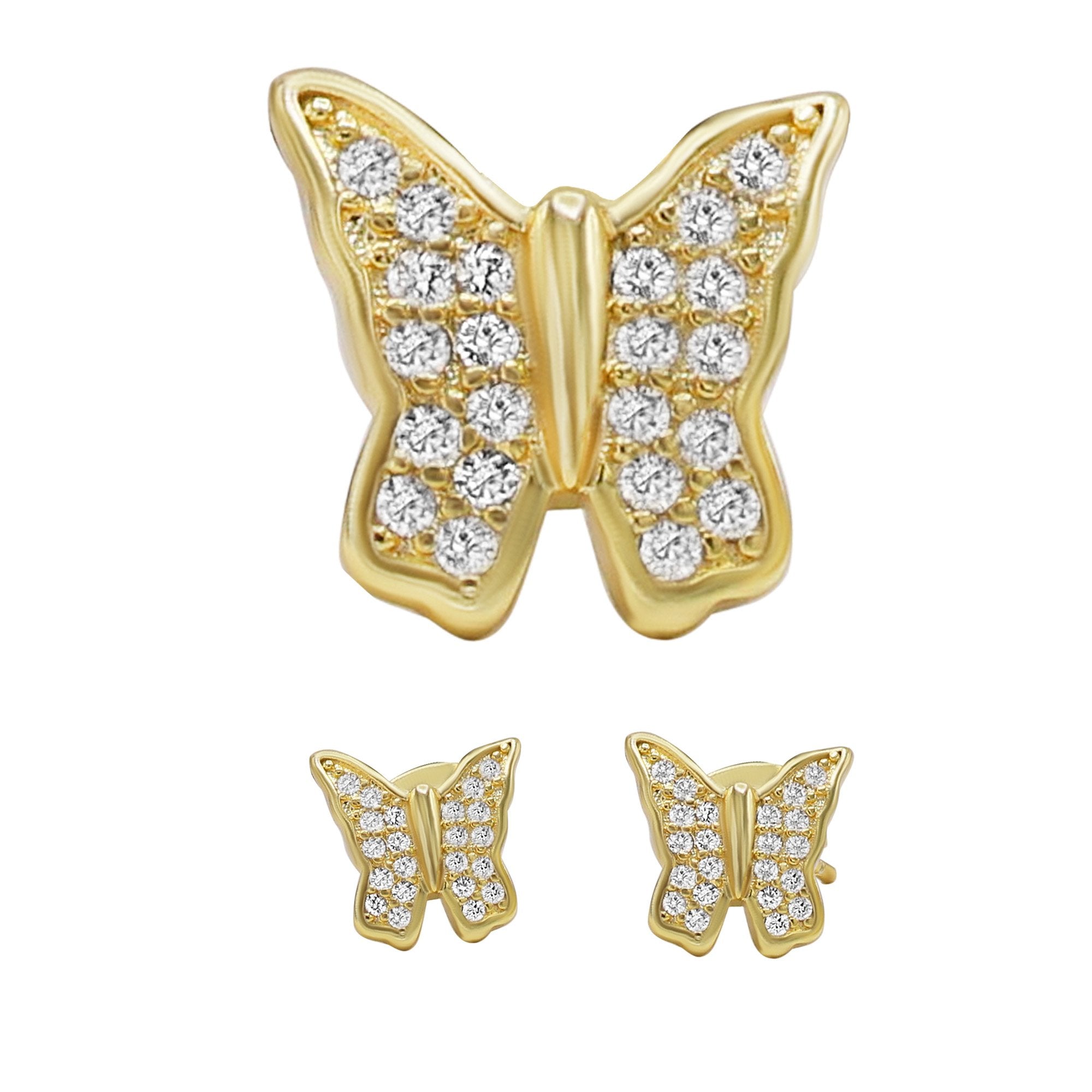 14K gold Filled CZ Butterfly Stud Earrings