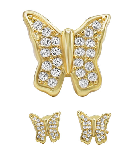 14K gold Filled CZ Butterfly Stud Earrings