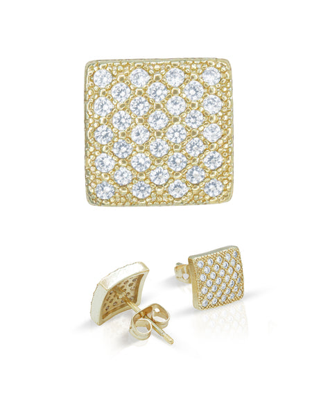 14K gold Filled CZ Square Stud Earrings