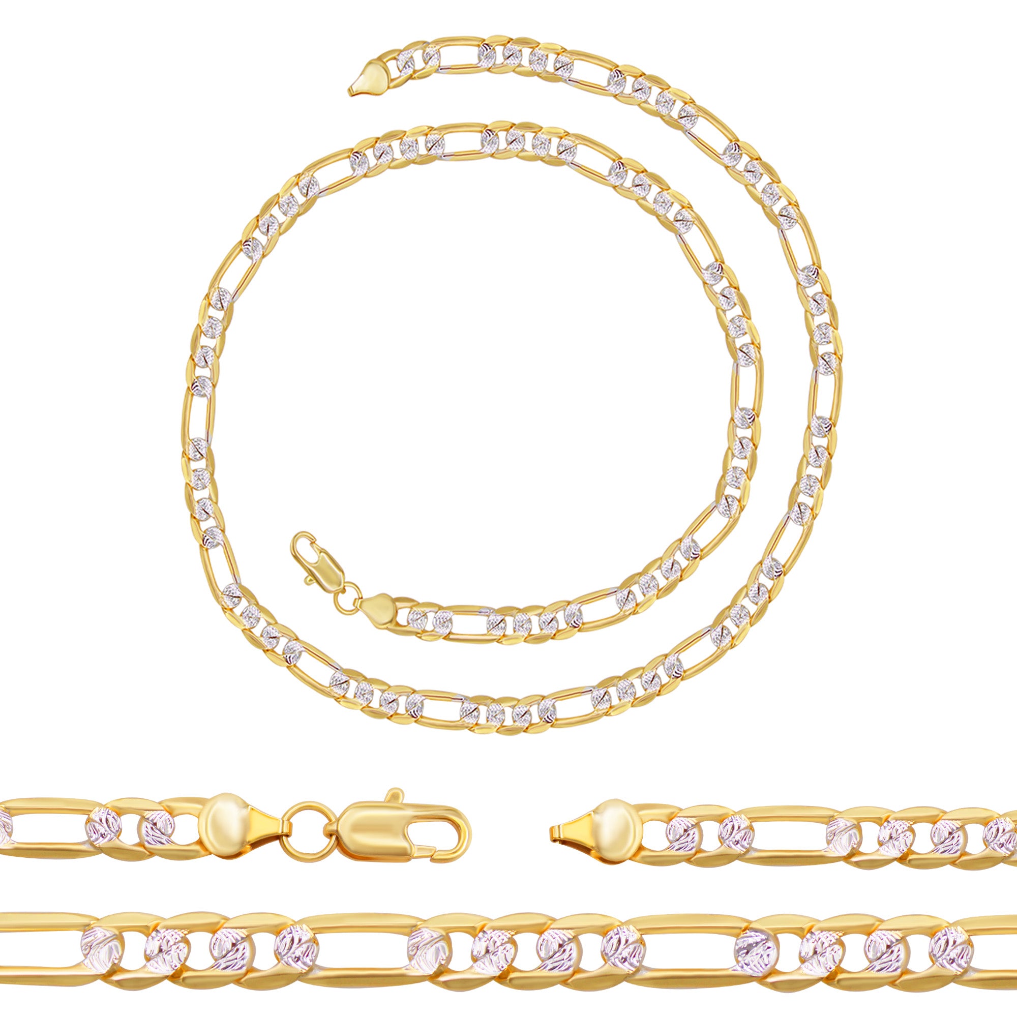 Diamond-Cut 14K Gold Filled Figaro Chain Necklace 24" 6 mm