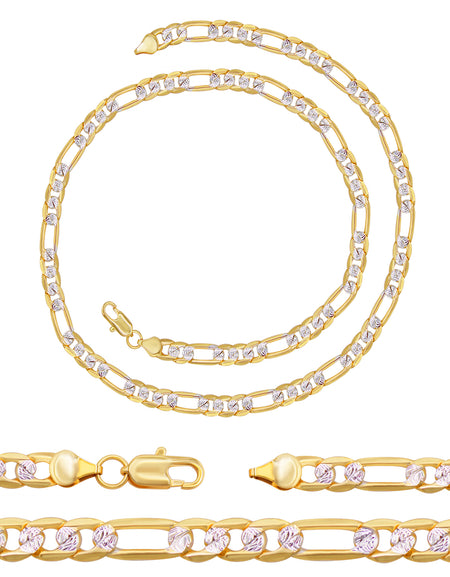 Diamond-Cut 14K Gold Filled Figaro Chain Necklace 24" 6 mm