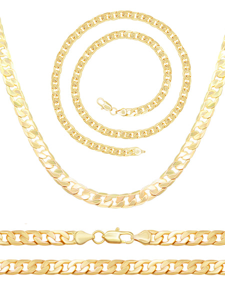 Cuban Link 14K Gold Filled Necklace 24" Bracelet 8.5" Set