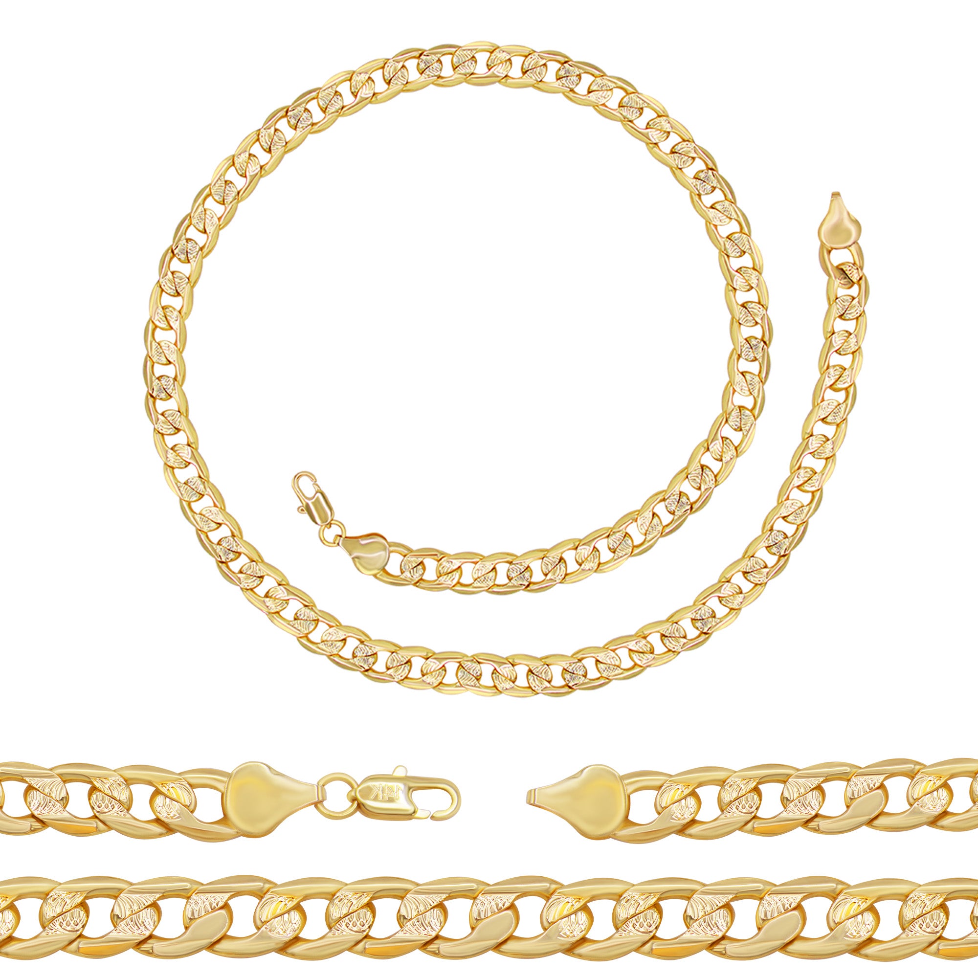 Diamond Cut Cuban Link 14K Gold Filled Necklace 24" 9 mm