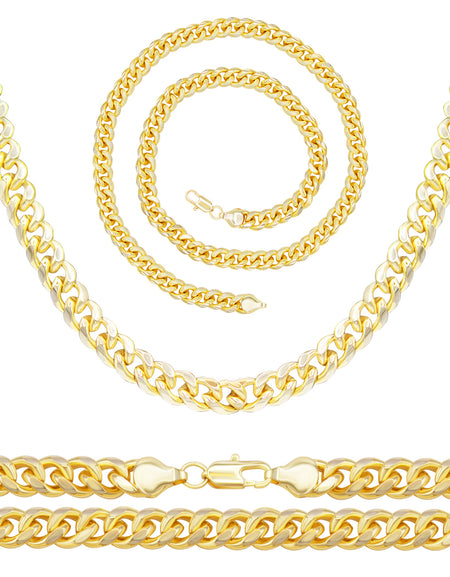 Cuban Link 14K Gold Filled Necklace 24" Bracelet 8.5" Set