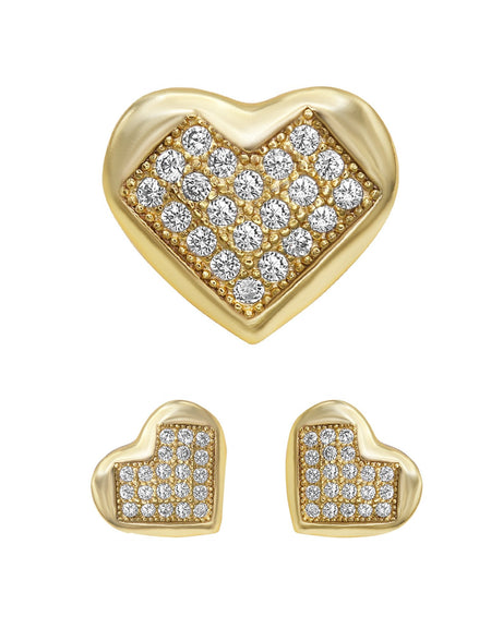 14K gold Filled CZ Heart Stud Earrings