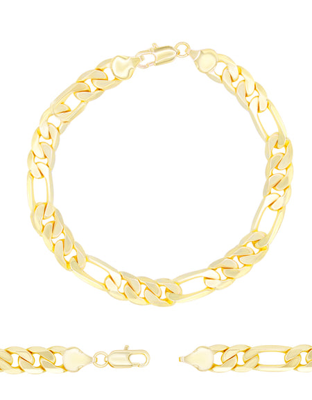 Figaro Chain 14K Gold Filled Bracelet 8.5" Lobster Claw Clasp Jewelry Gift for Men