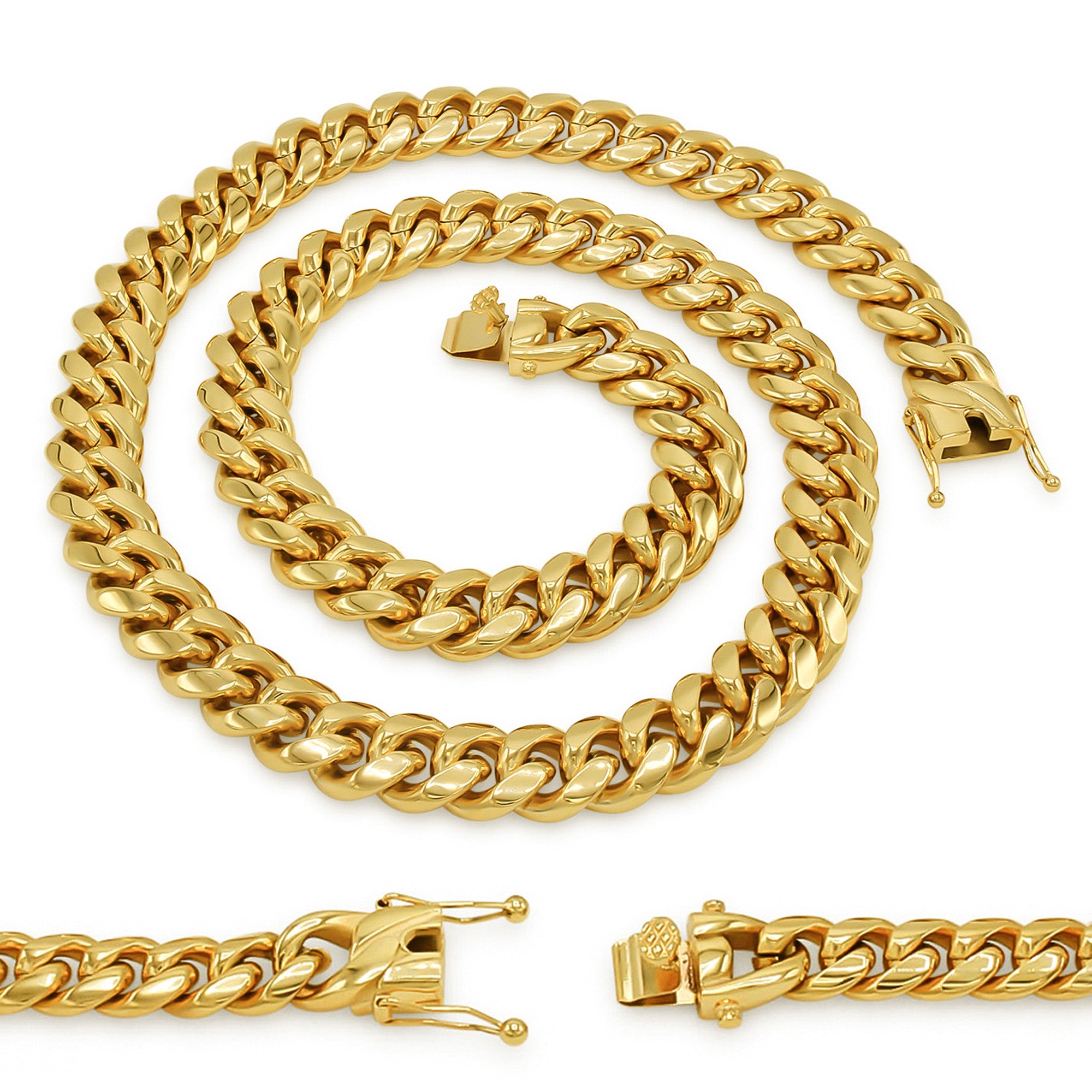 Cuban Link 14K Gold Plated Necklace 30" For Men