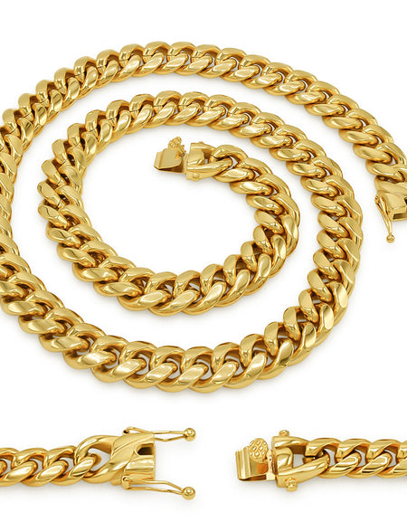 Cuban Link 14K Gold Plated Necklace 30" For Men