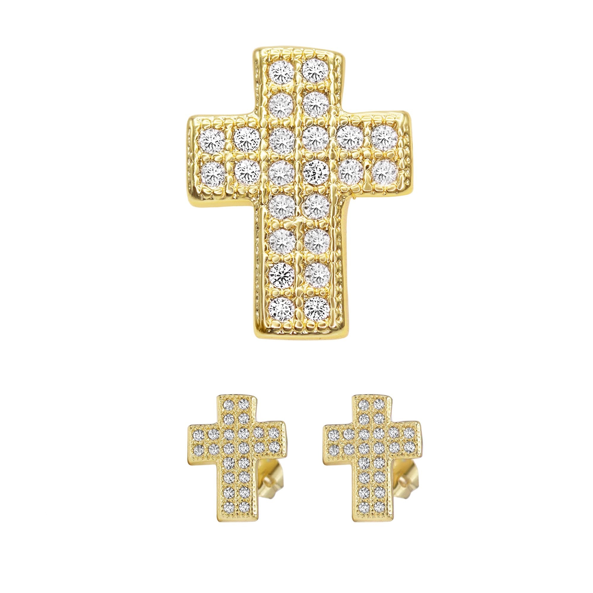 14K gold Filled CZ Religious Stud Earrings