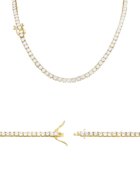 14K Gold Plated Tennis Chain Cubic Zirconia Necklace For Women 18" 20" 24"