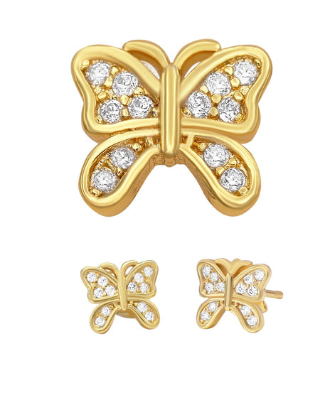 14K gold Filled CZ Butterfly Stud Earrings