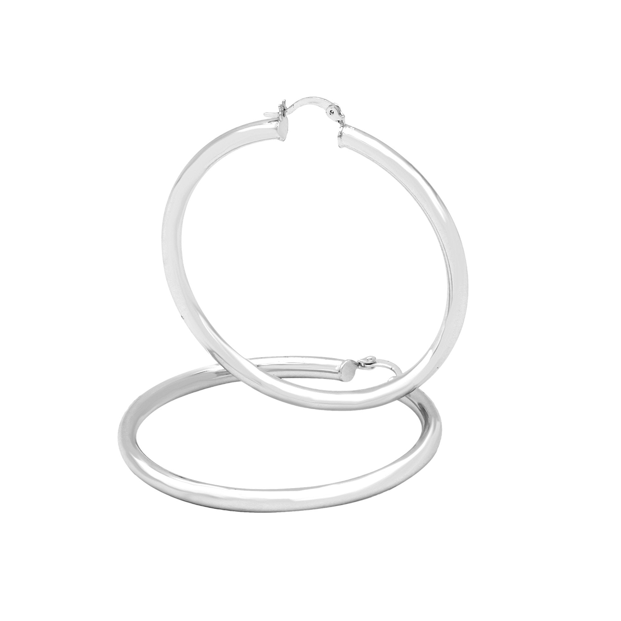 Silver Hoop Earrings for Women 30 mm
