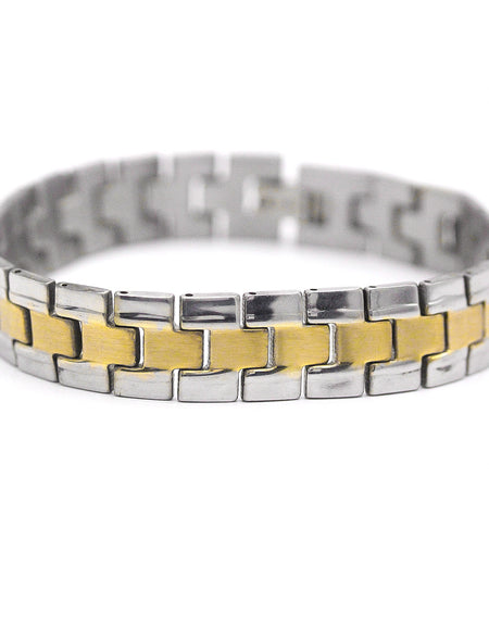 Decorative Men’s Stainless Steel Bracelet Fashion Wrist Band (Silver/Gold)