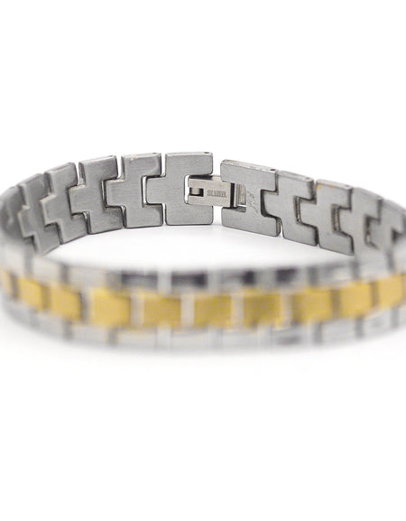 Decorative Men’s Stainless Steel Bracelet Fashion Wrist Band (Silver/Gold)