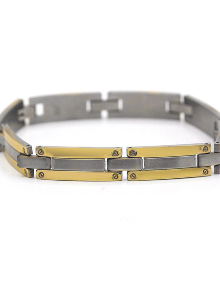 Decorative Men’s Stainless Steel Bracelet Fashion Wrist Band (Silver/Gold)