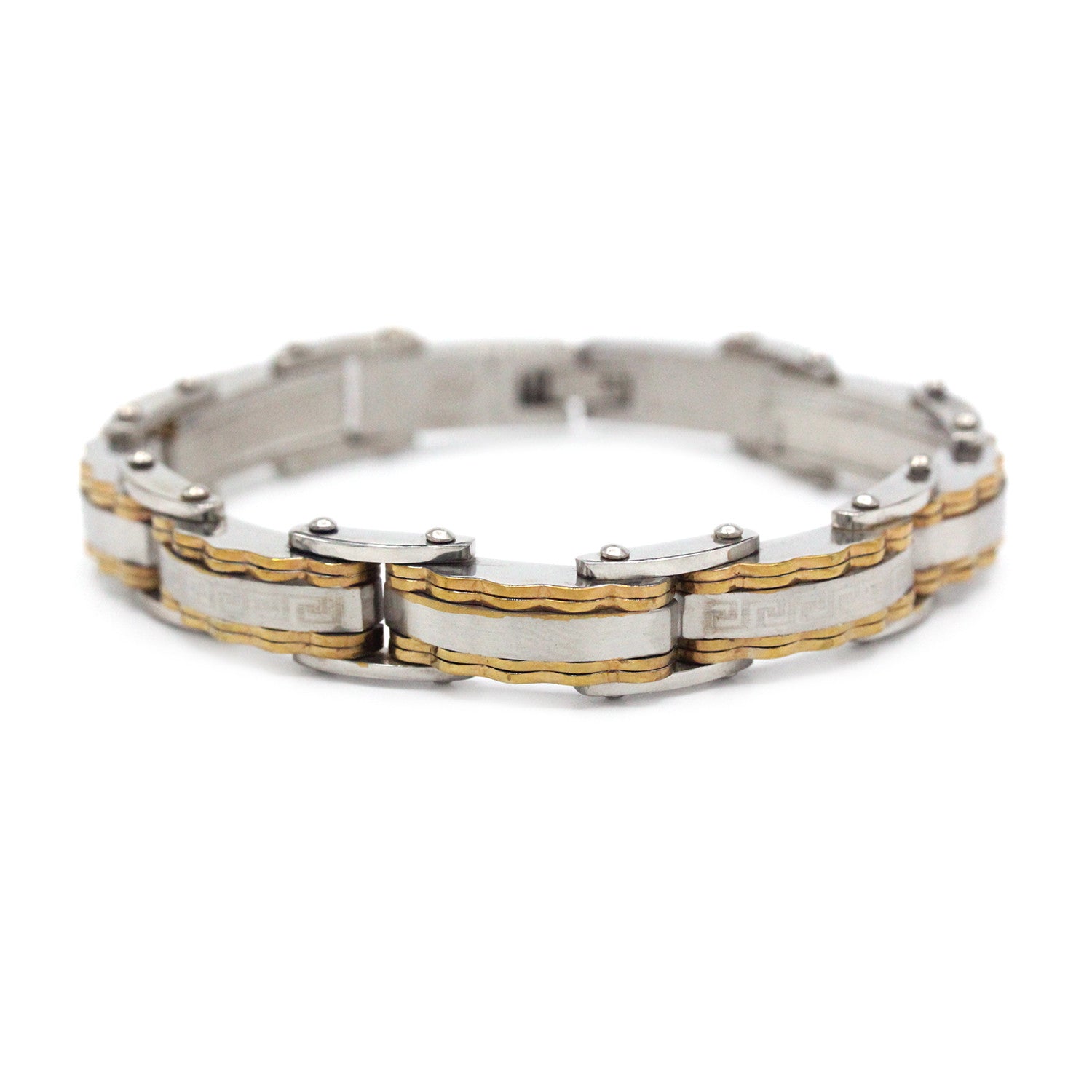 Decorative Men’s Stainless Steel Bracelet Fashion Wrist Band (Silver/Gold)