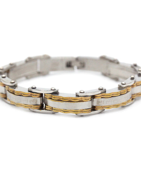 Decorative Men’s Stainless Steel Bracelet Fashion Wrist Band (Silver/Gold)
