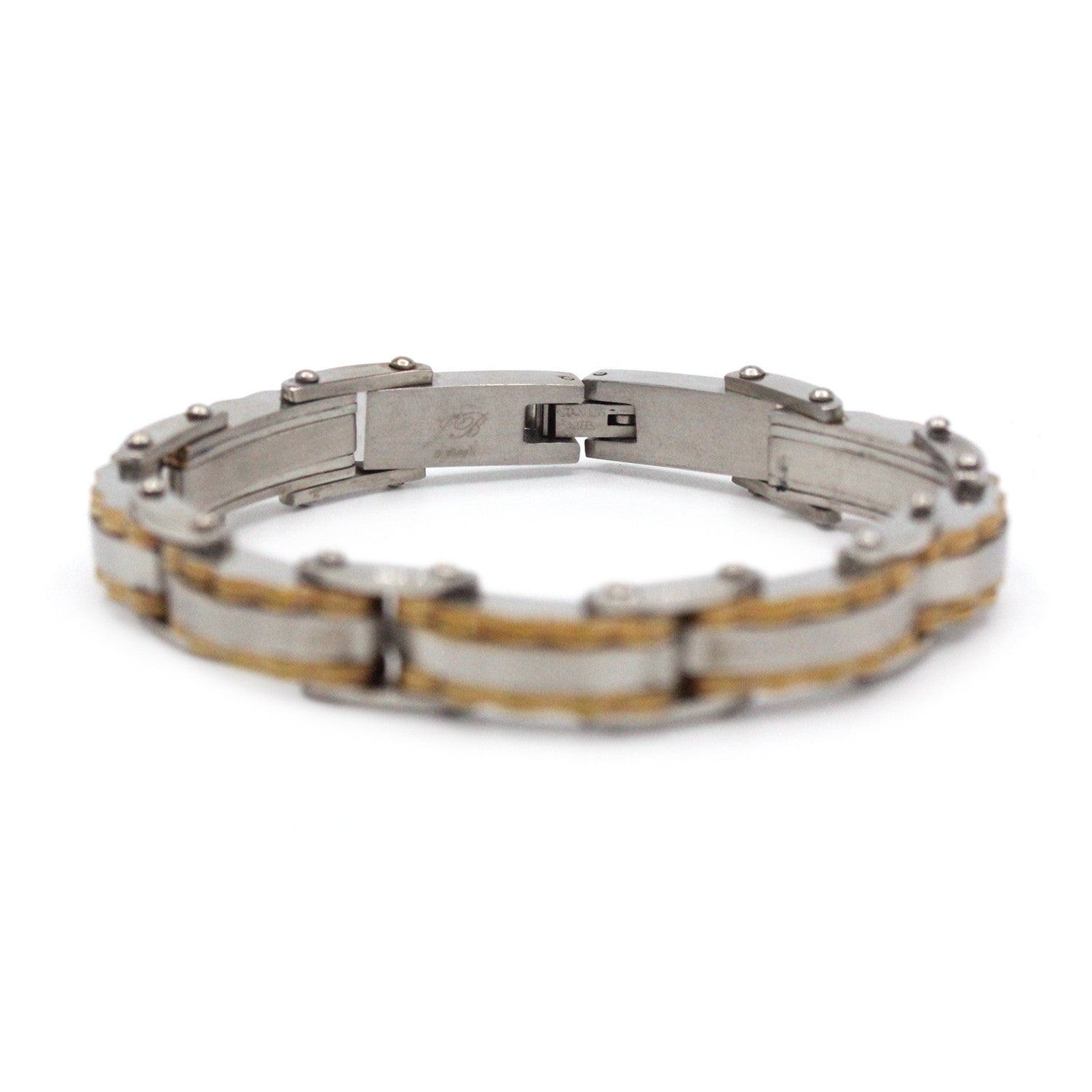 Decorative Men’s Stainless Steel Bracelet Fashion Wrist Band (Silver/Gold)