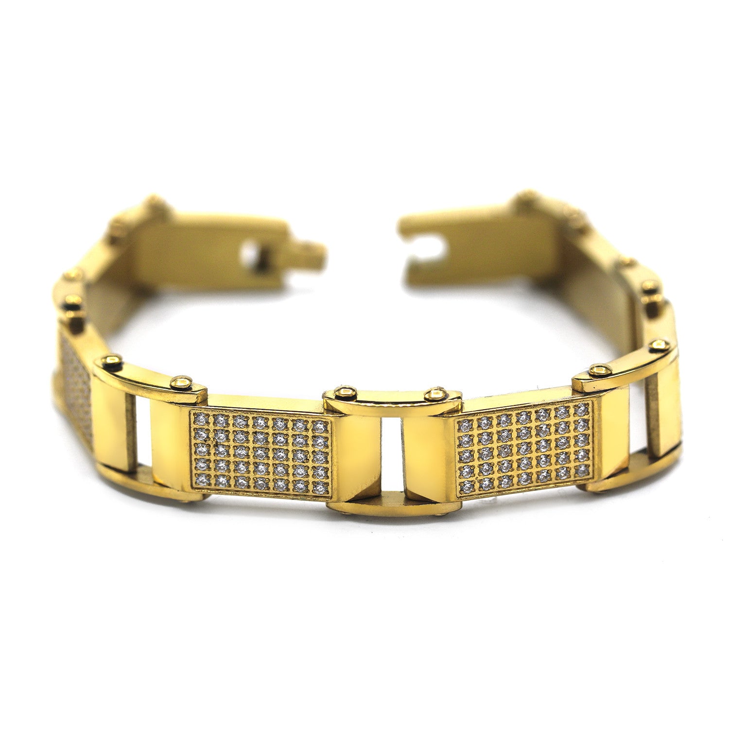 Cubic Zirconia Men's Bracelet 14K Gold Plated Wrist Band Fashion Jewelry 8.5 Bracelet 1