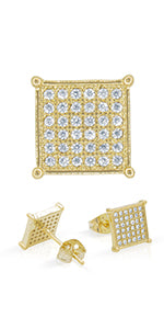 14K gold Filled CZ Square Stud Earrings