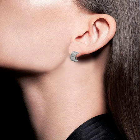 Wide Huggie Hoop Stainless Steel Earrings