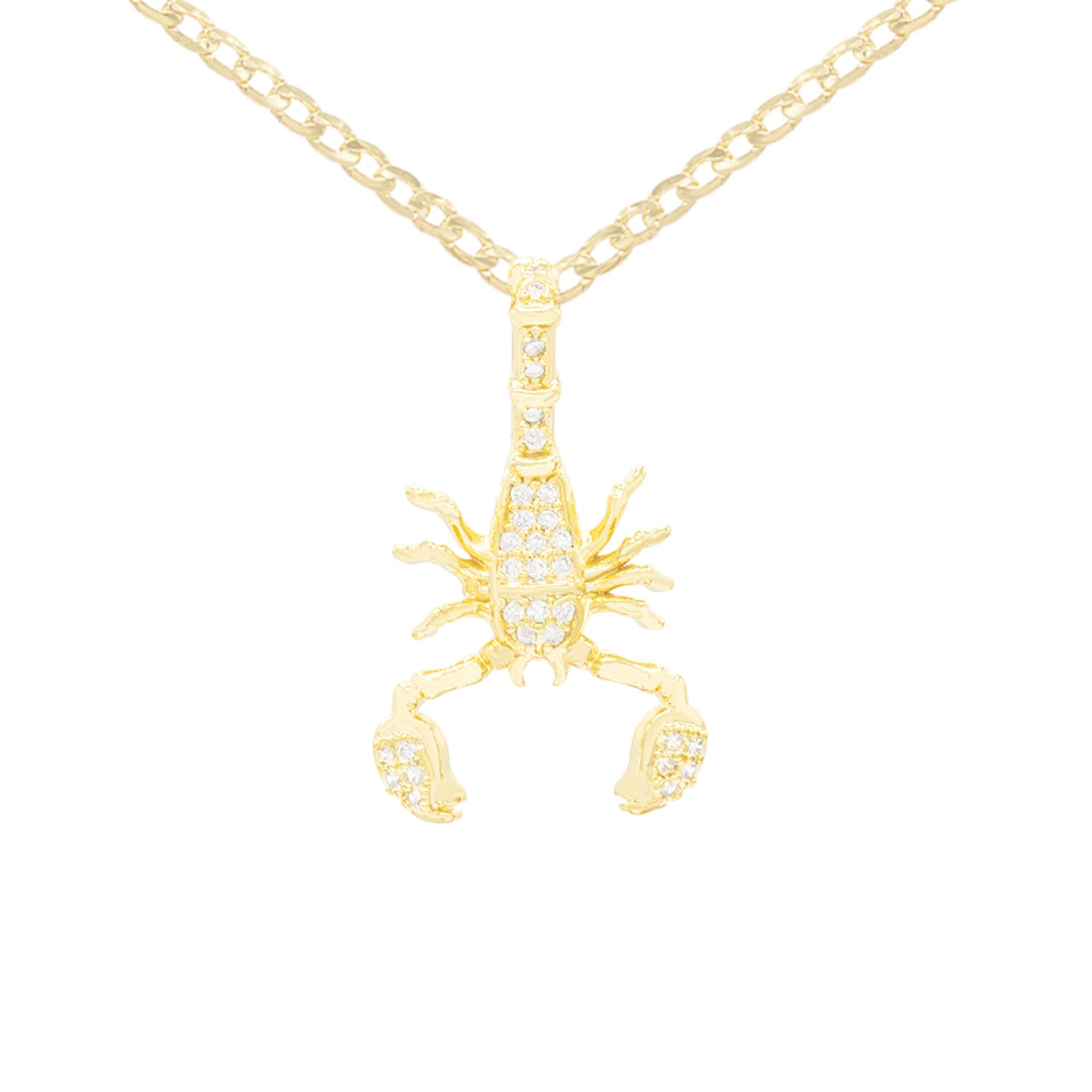 Scorpion Cubic Zirconia Pendant With Necklace Set 14K Gold Filled