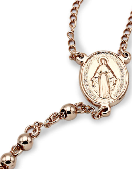 Traditional Rose Gold Rosary Necklace Five Decade Catholic Prayer Beads 5mm