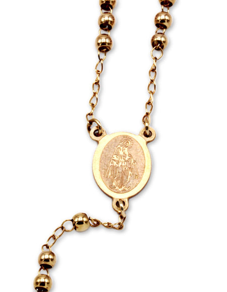 Traditional Rose Gold Rosary Necklace Five Decade Catholic Prayer Beads 3mm