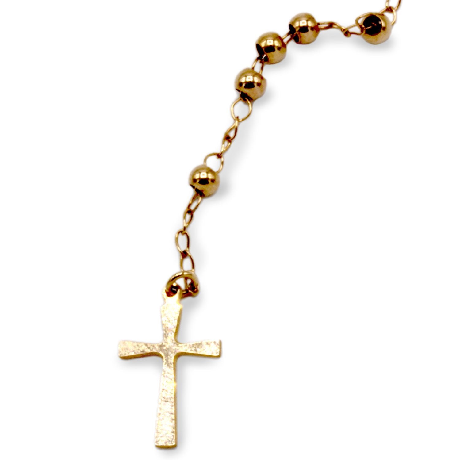 Traditional Rose Gold Rosary Necklace Five Decade Catholic Prayer Beads 3mm