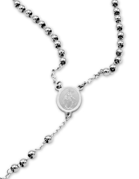 Traditional Silver Rosary Necklace Five Decade Catholic Prayer Beads  3mm