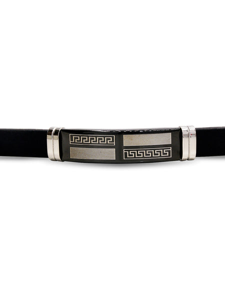 Stainless Steel Black Two Tone Design Rubber Bracelet