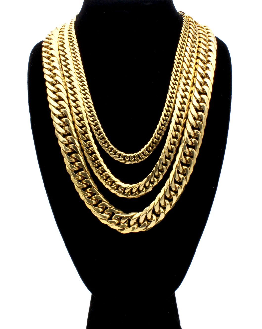 Miami Cuban Link 18k Gold Plated Necklace Double Link Chain