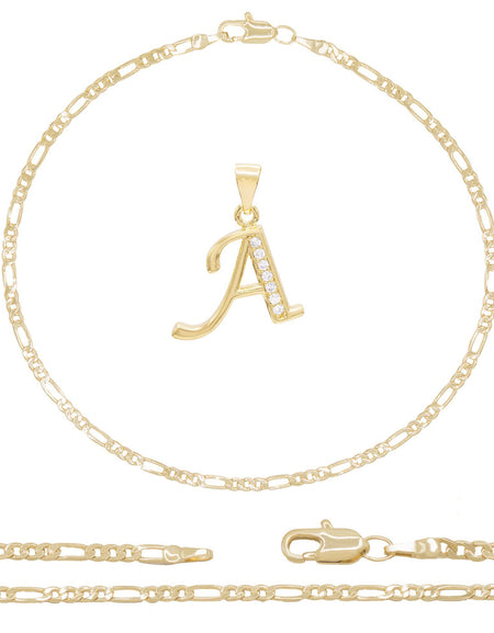 Initial Pendant Anklet Set